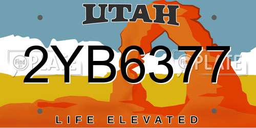 2YB6377 Utah License Plate