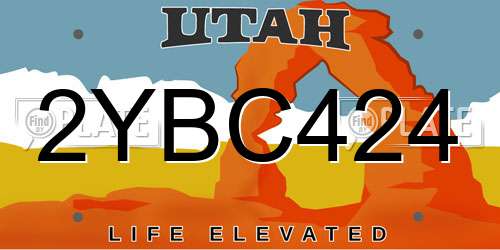 2YBC424 Utah License Plate