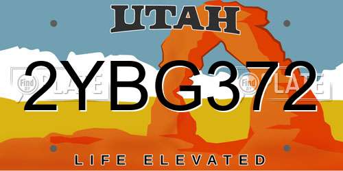 2YBG372 Utah License Plate