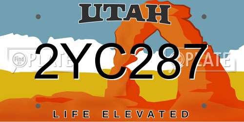 2YC287 Utah License Plate
