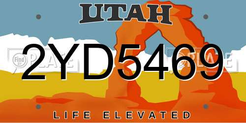 2YD5469 Utah License Plate