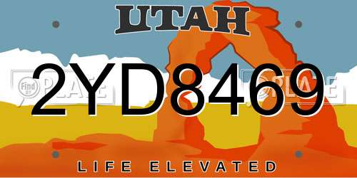 2YD8469 Utah License Plate