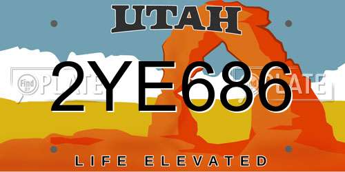 2YE686 Utah License Plate