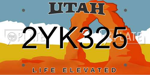 2YK325 Utah License Plate