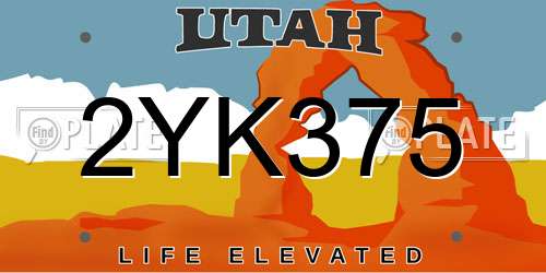2YK375 Utah License Plate