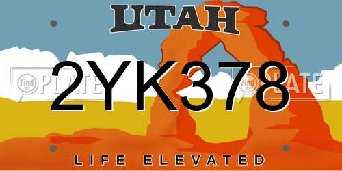 2YK378 Utah License Plate