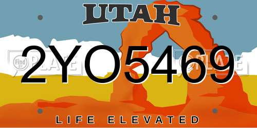 2YO5469 Utah License Plate