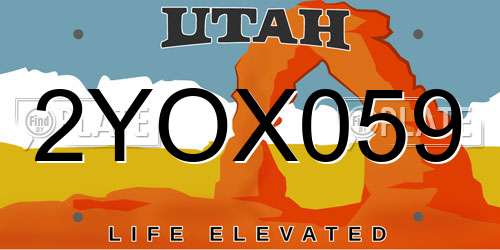 2YOX059 Utah License Plate
