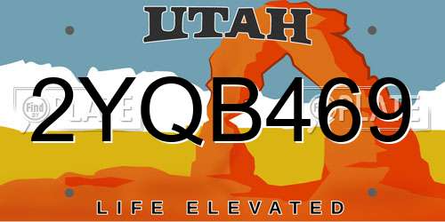2YQB469 Utah License Plate