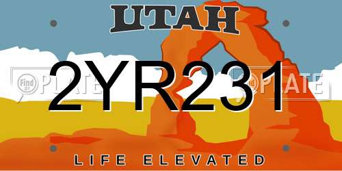2YR231 Utah License Plate