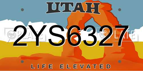 2YS6327 Utah License Plate