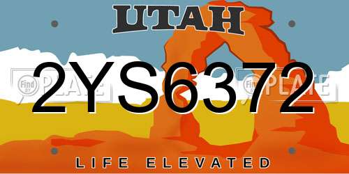 2YS6372 Utah License Plate