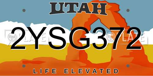 2YSG372 Utah License Plate