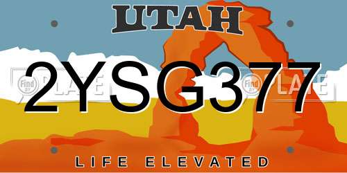 2YSG377 Utah License Plate