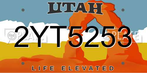 2YT5253 Utah License Plate