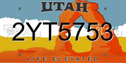 2YT5753 Utah License Plate