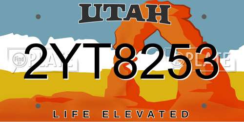 2YT8253 Utah License Plate