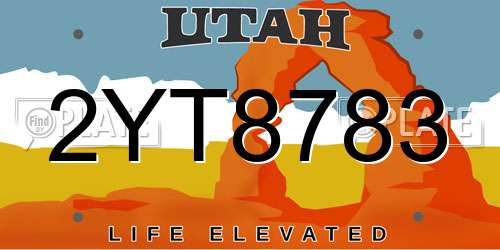2YT8783 Utah License Plate