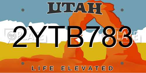 2YTB783 Utah License Plate