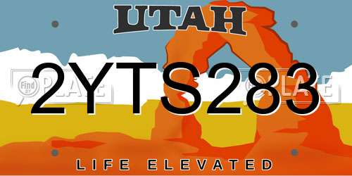 2YTS283 Utah License Plate