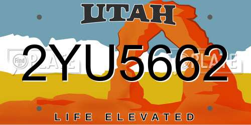 2YU5662 Utah License Plate