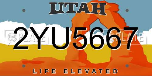 2YU5667 Utah License Plate