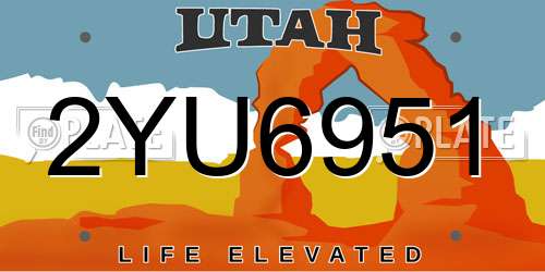 2YU6951 Utah License Plate