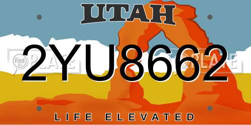 2YU8662 Utah License Plate