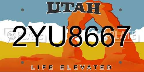 2YU8667 Utah License Plate