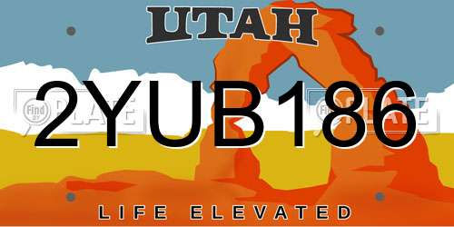 2YUB186 Utah License Plate
