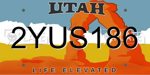 2YUS186 Utah License Plate