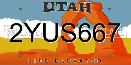 2YUS667 Utah License Plate