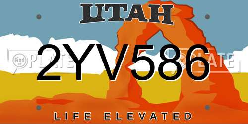 2YV586 Utah License Plate
