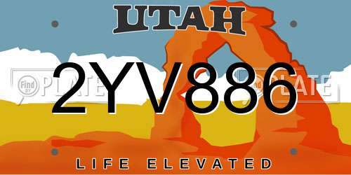 2YV886 Utah License Plate
