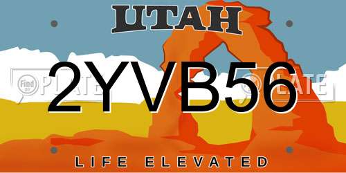 2YVB56 Utah License Plate