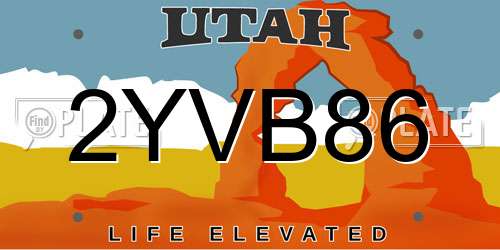 2YVB86 Utah License Plate