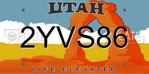 2YVS86 Utah License Plate