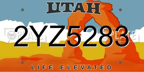 2YZ5283 Utah License Plate