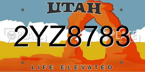 2YZ8783 Utah License Plate