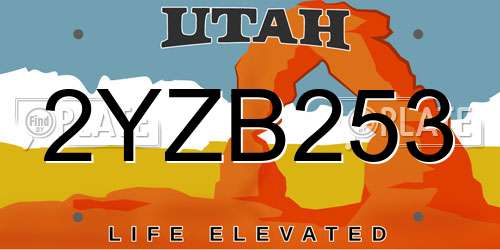 2YZB253 Utah License Plate