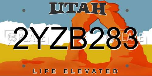 2YZB283 Utah License Plate