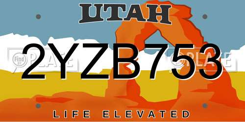 2YZB753 Utah License Plate