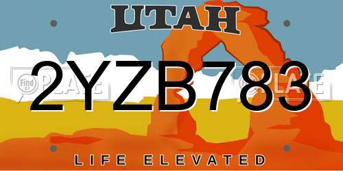 2YZB783 Utah License Plate