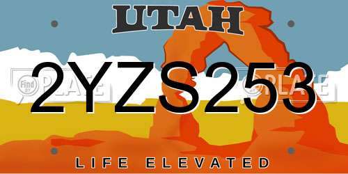 2YZS253 Utah License Plate