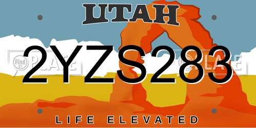 2YZS283 Utah License Plate