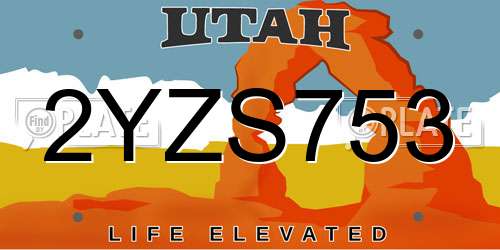 2YZS753 Utah License Plate