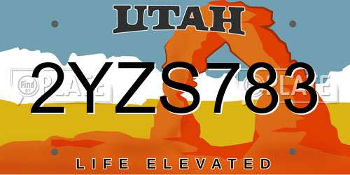 2YZS783 Utah License Plate