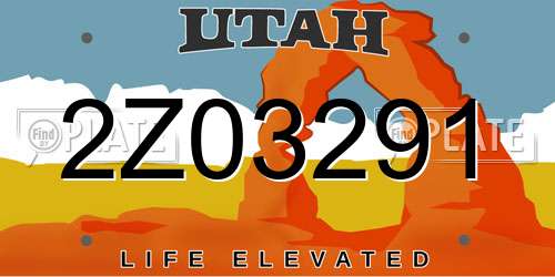 2Z03291 Utah License Plate