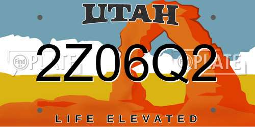 2Z06Q2 Utah License Plate