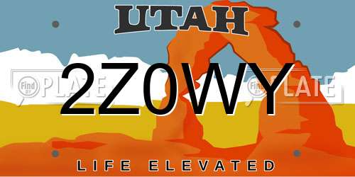 2Z0WY Utah License Plate